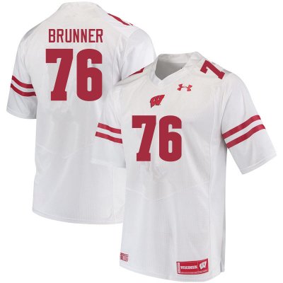 Men's Wisconsin Badgers NCAA #76 Tommy Brunner White Authentic Under Armour Stitched College Football Jersey TV31K63MY